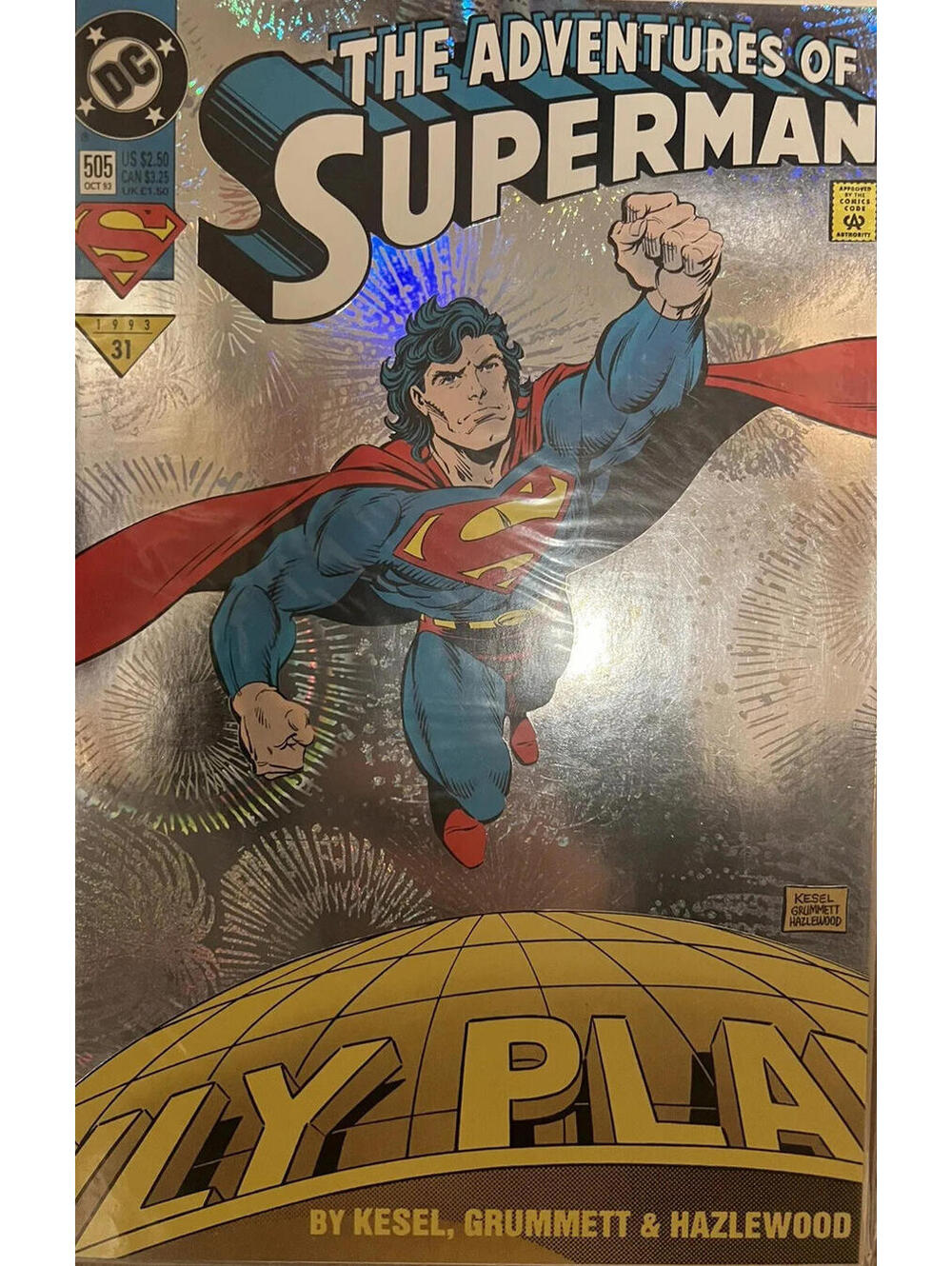DC Comics Adventures of Superman 505 Silver Foil Cover Oct 1993 Kesel Grummett